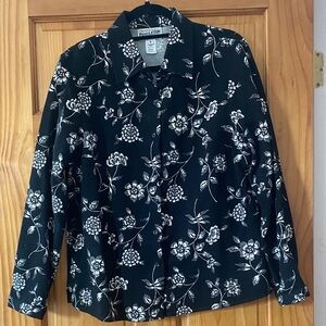 Vintage Pendleton Black and White Floral Printed Textured Button Up Shacket